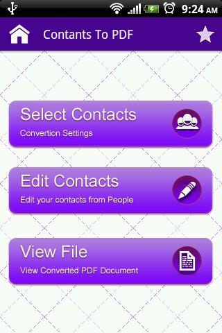Contacts to PDF Free App for Android